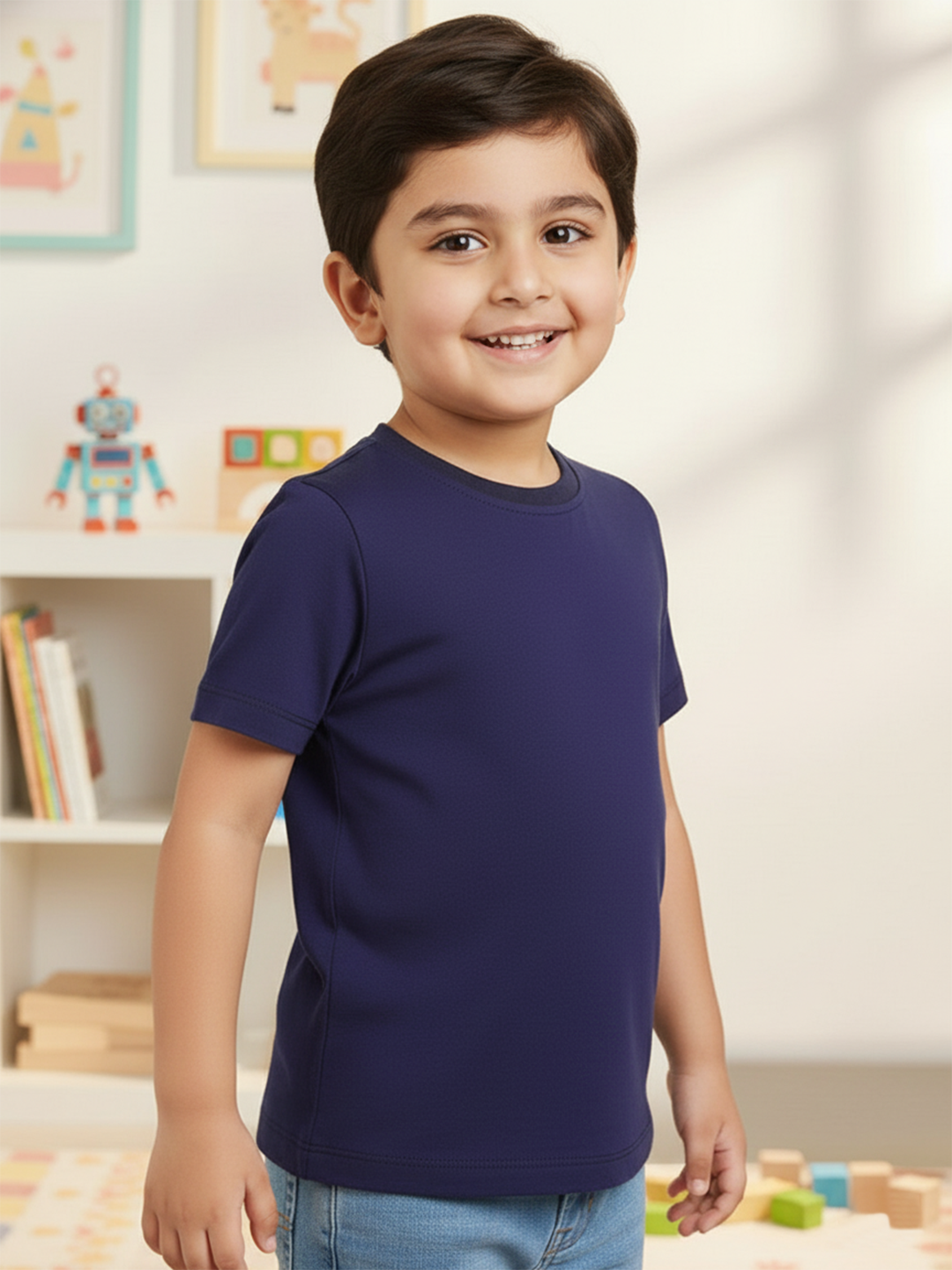 Everyday Basics: 100% Cotton T-shirt For Boys (Navy Blue)