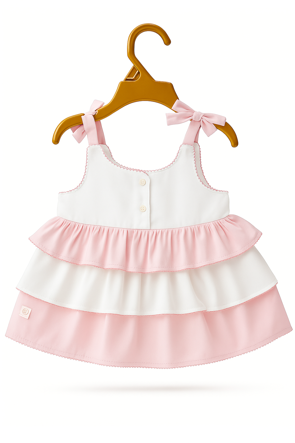 Garden Garland Tie‑Strap Tiered Dress & Diaper‑Cover Set