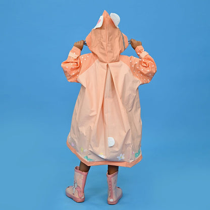 3d Bunny Orange Sleeves & Hood Knee Length Raincoat for Kids - Little Surprise Box3d Bunny Orange Sleeves & Hood Knee Length Raincoat for Kids