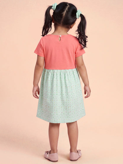 Floral Fun Super Soft Dress for Girls (Pink and Green)