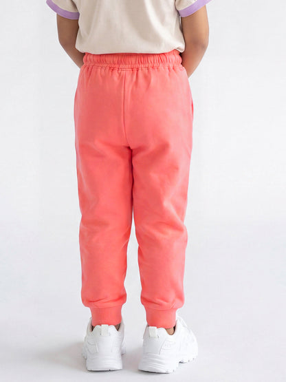 Pink Pop Cotton Joggers for Girls