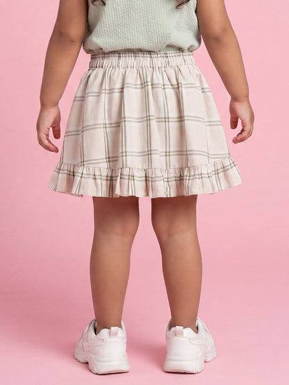 Twirl and Fun Flared Skirt (Green and Beige)