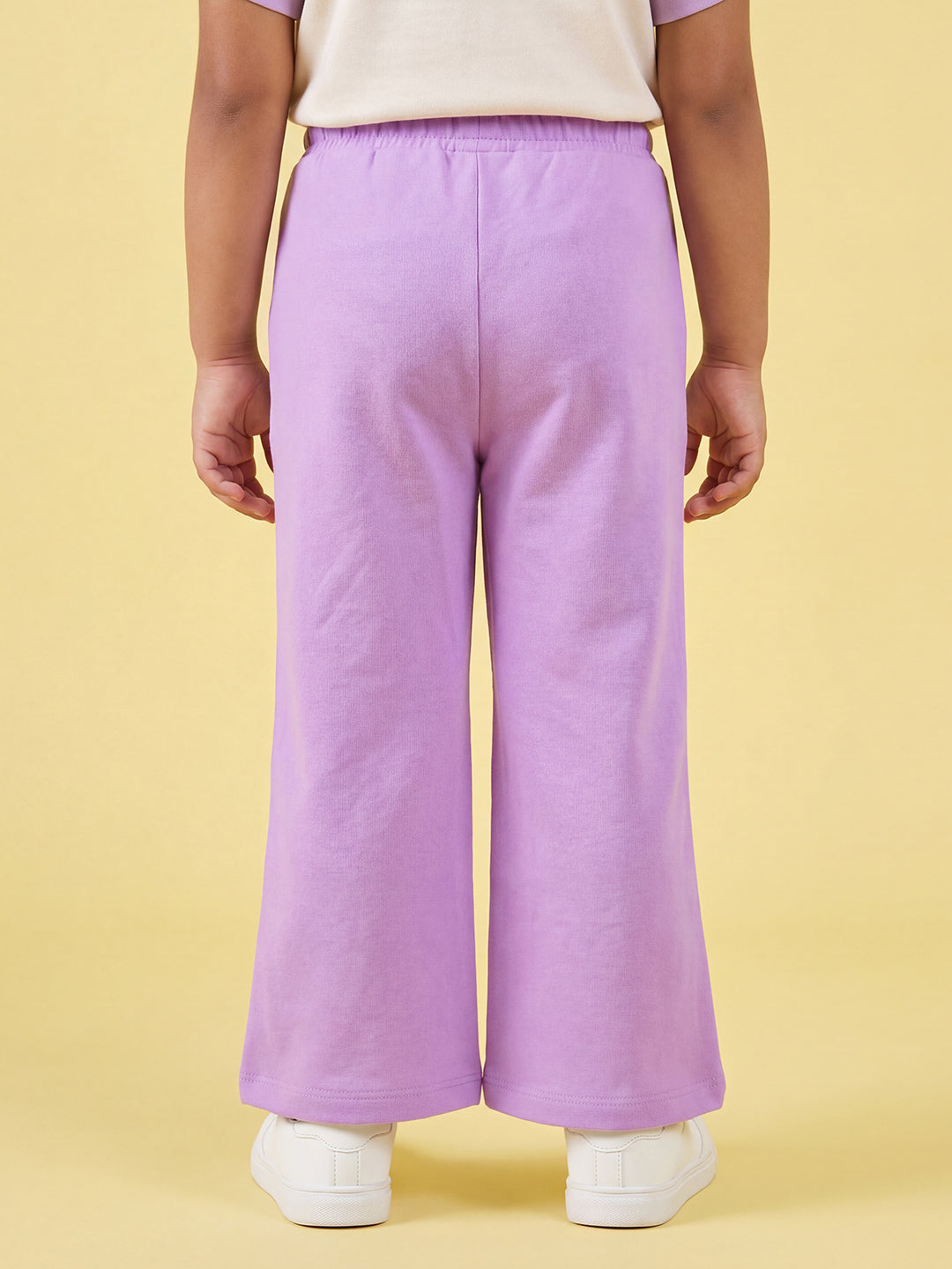 Purple Pop Cotton Flared Pants for Girls