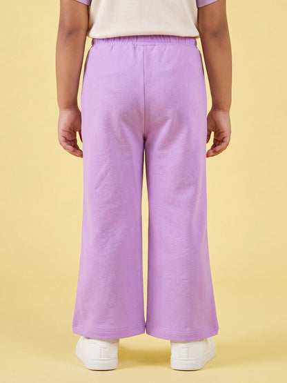 Purple Pop Cotton Flared Pants for Girls
