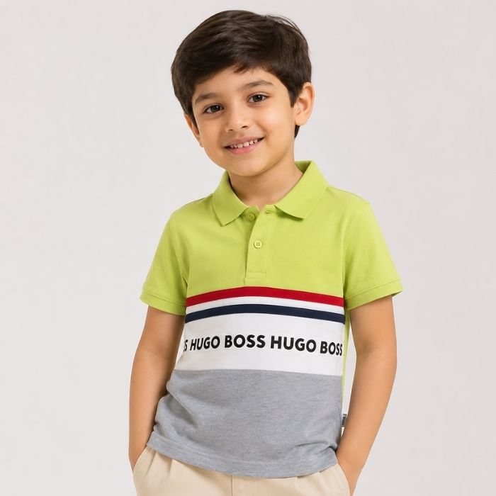 Hugo Boss Boys Green Collar