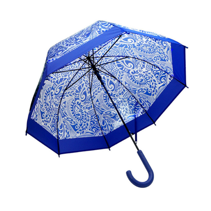 Self Print Dark Blue Transparent Umbrella for Kids and Teens, 8Years - 15Years