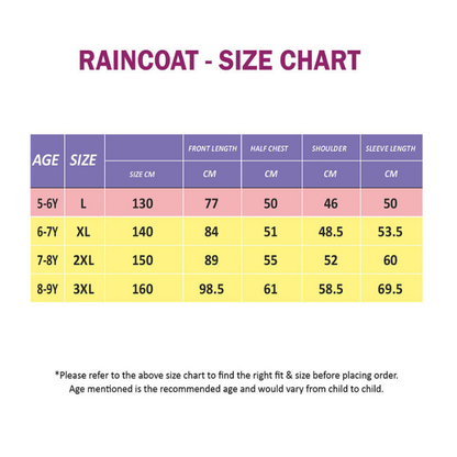 Blue Animal Print Knee Length Raincoat for Kids & Teens