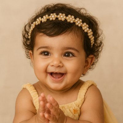 Choko Gold Floral Embellished Headband for Girls with Soft Fabric- Party & Festive Wear