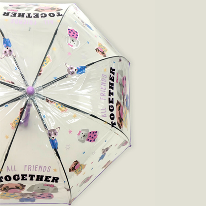 Puppy Family theme Dome style Transparent Umbrella for Kids, 1-5years