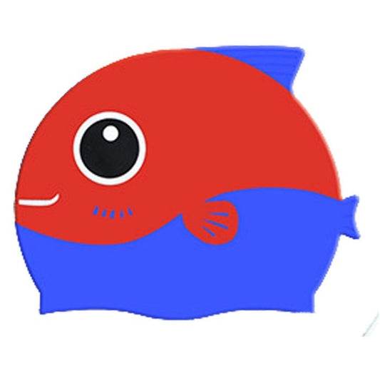 Red Fin Dual Color, Silicone Kids Swim Cap, 5 years -15 years