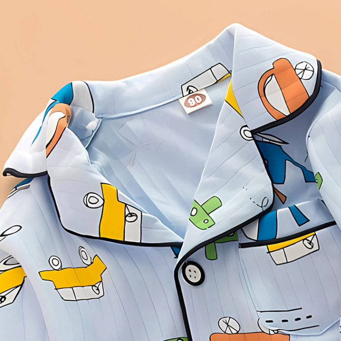Blue Car & Plane print soft cotton Kids nightsuit