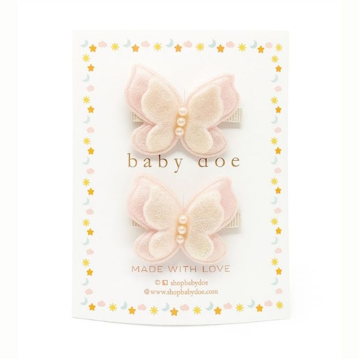 Pink Butterfly Hair Clips