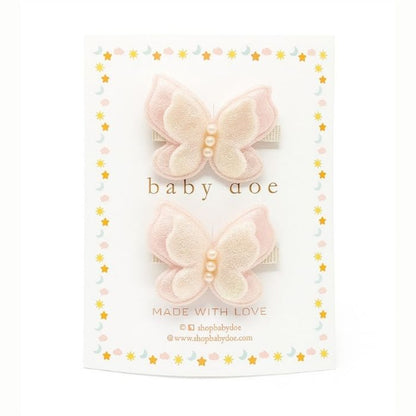 Pink Butterfly Hair Clips