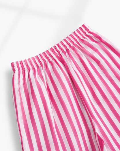 Rosé Stripe Cotton Night Suit