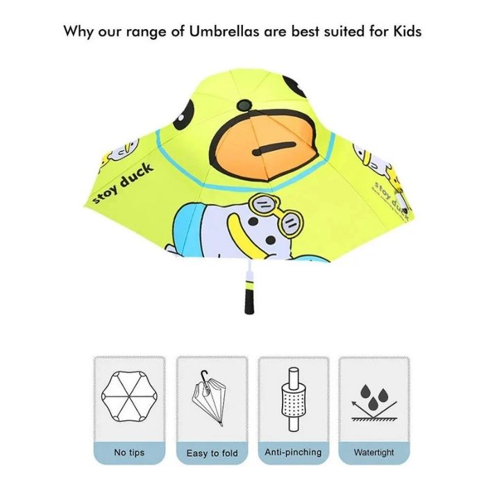 Toy Duck theme, Unique Mexican Hat Style Kids Umbrella, 5-12 years, Green