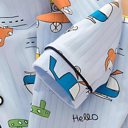 Blue Car & Plane print soft cotton Kids nightsuit