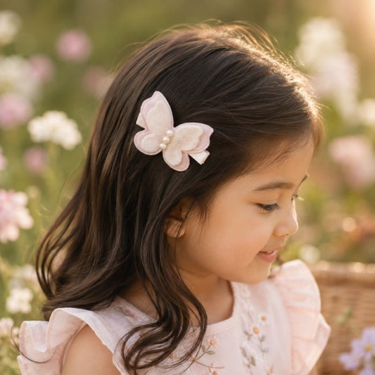 Pink Butterfly Hair Clips
