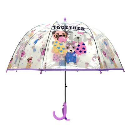 Puppy Family theme Dome style Transparent Umbrella for Kids, 1-5years