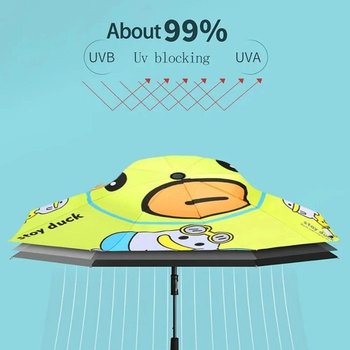 Toy Duck theme, Unique Mexican Hat Style Kids Umbrella, 5-12 years, Green