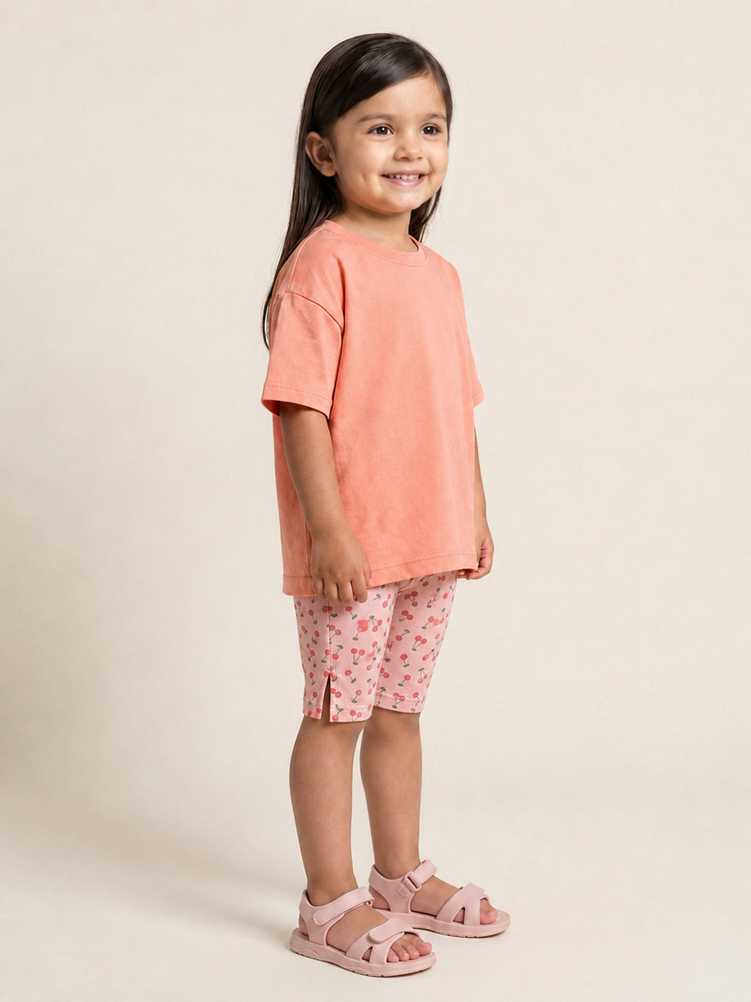 Fruity Fun Tights and Oversized T-shirt Set for Girls (Pink)