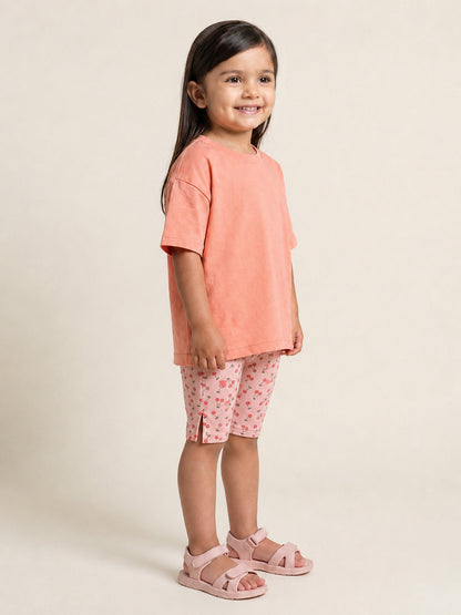 Fruity Fun Tights and Oversized T-shirt Set for Girls (Pink)
