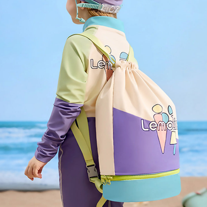 Beige Ice Cream Kids Waterproof Swimming Bag/ Beach Bag
