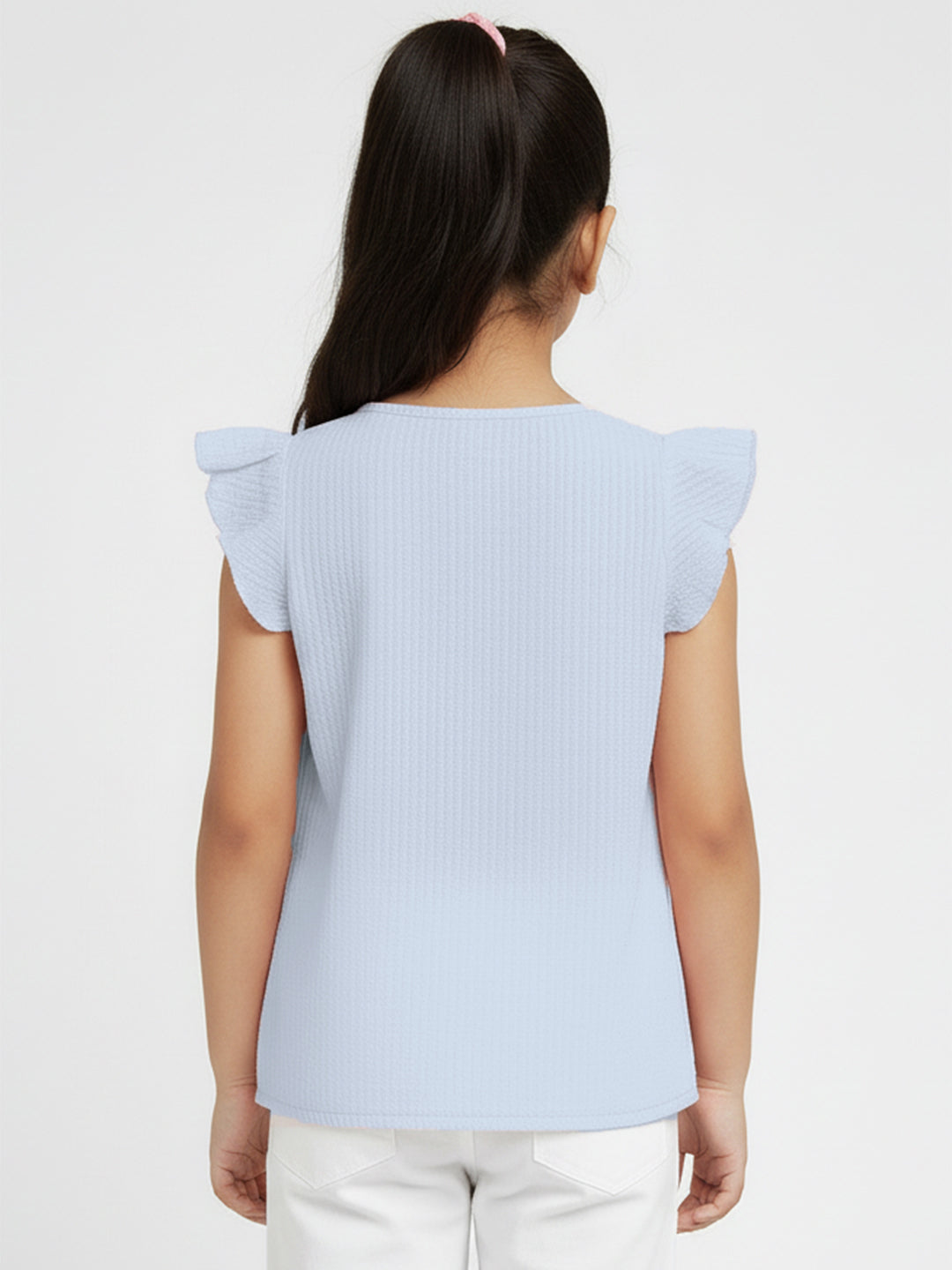 Pastel Hues Cotton Seersucker Top (Blue)