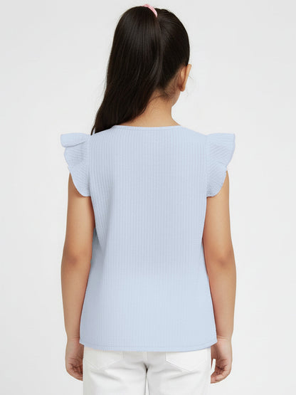 Pastel Hues Cotton Seersucker Top (Blue)