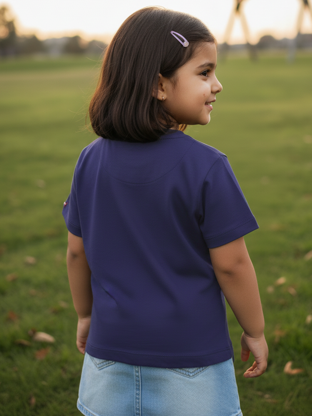 Everyday Basics: 100% Cotton T-shirt For Girls (Navy Blue)