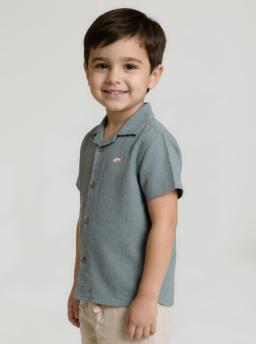 On Vacay Casual Resort Collared Shirt for Boys (Blue)