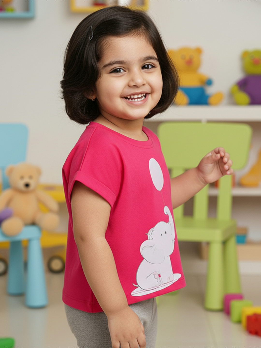 Easy Breezy Pure Cotton Comfort T-shirt in Fuchsia Pink