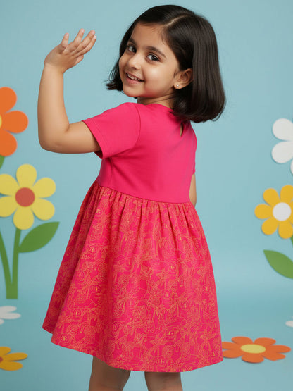 Animal Fun Super Soft Dress for Girls (Fuchsia Pink)