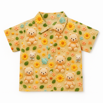 Cartoon Print Cotton Tee and Shorts Combo