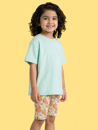 Fruity Fun Tights and Oversized T-shirt Set for Girls (Blue)