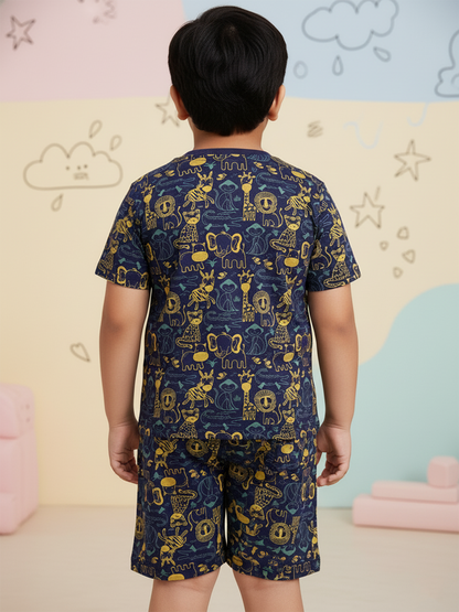 African Safari Coord Set for Boys (Navy Blue)