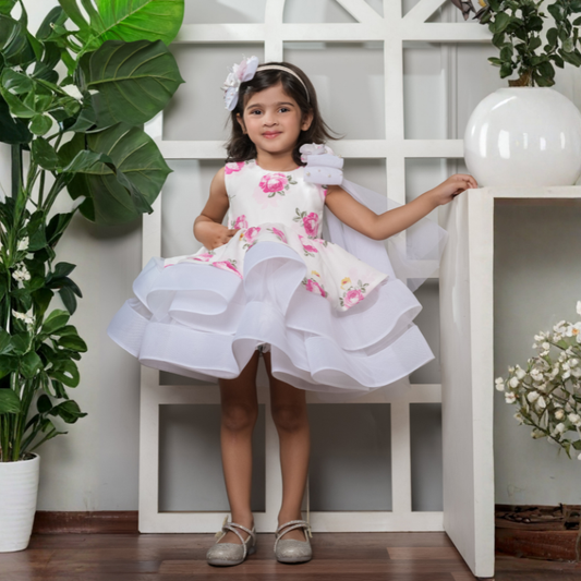 Flared Dress With A Shoulder Bow
