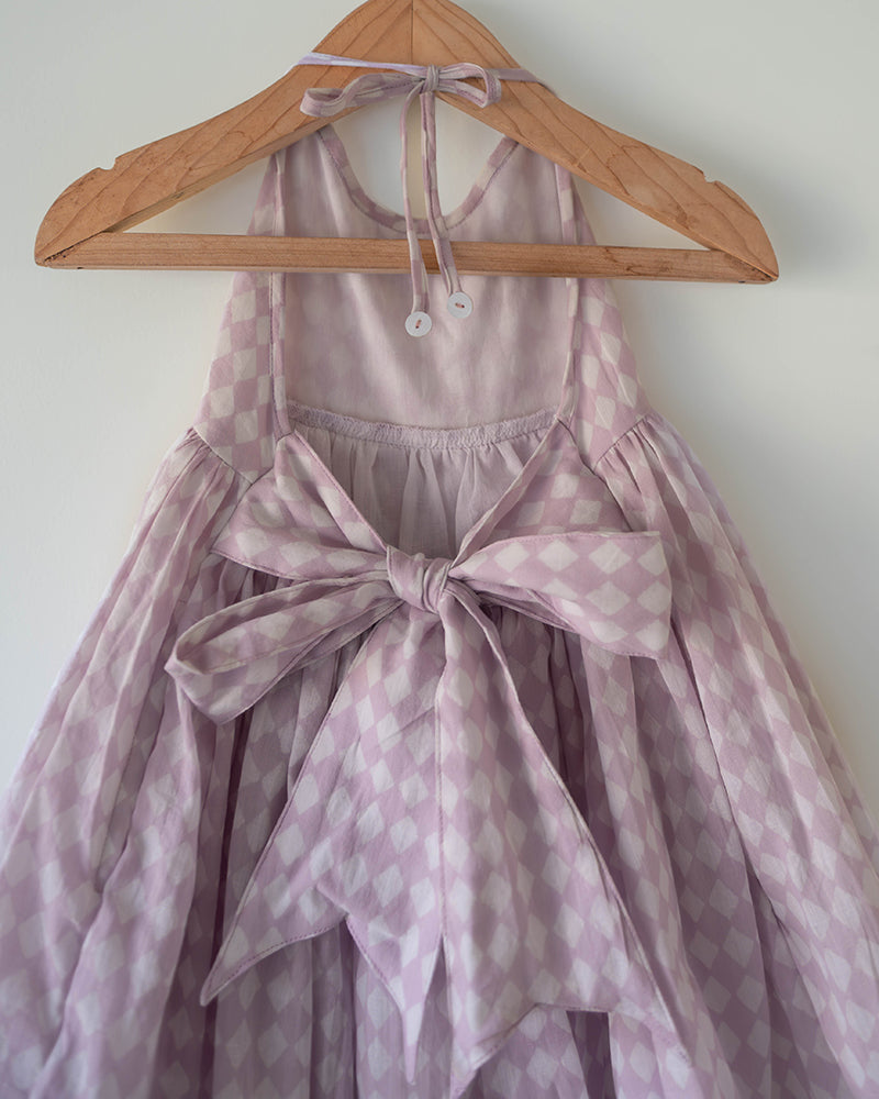 Bloom dress in lilac rhombus