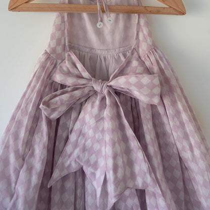 Bloom dress in lilac rhombus