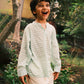 Barefoot boy shirt in sage green rhombus