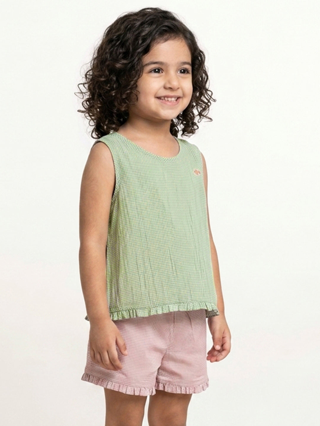 The Check This Out Coord Set for Girls (Pink and Green)