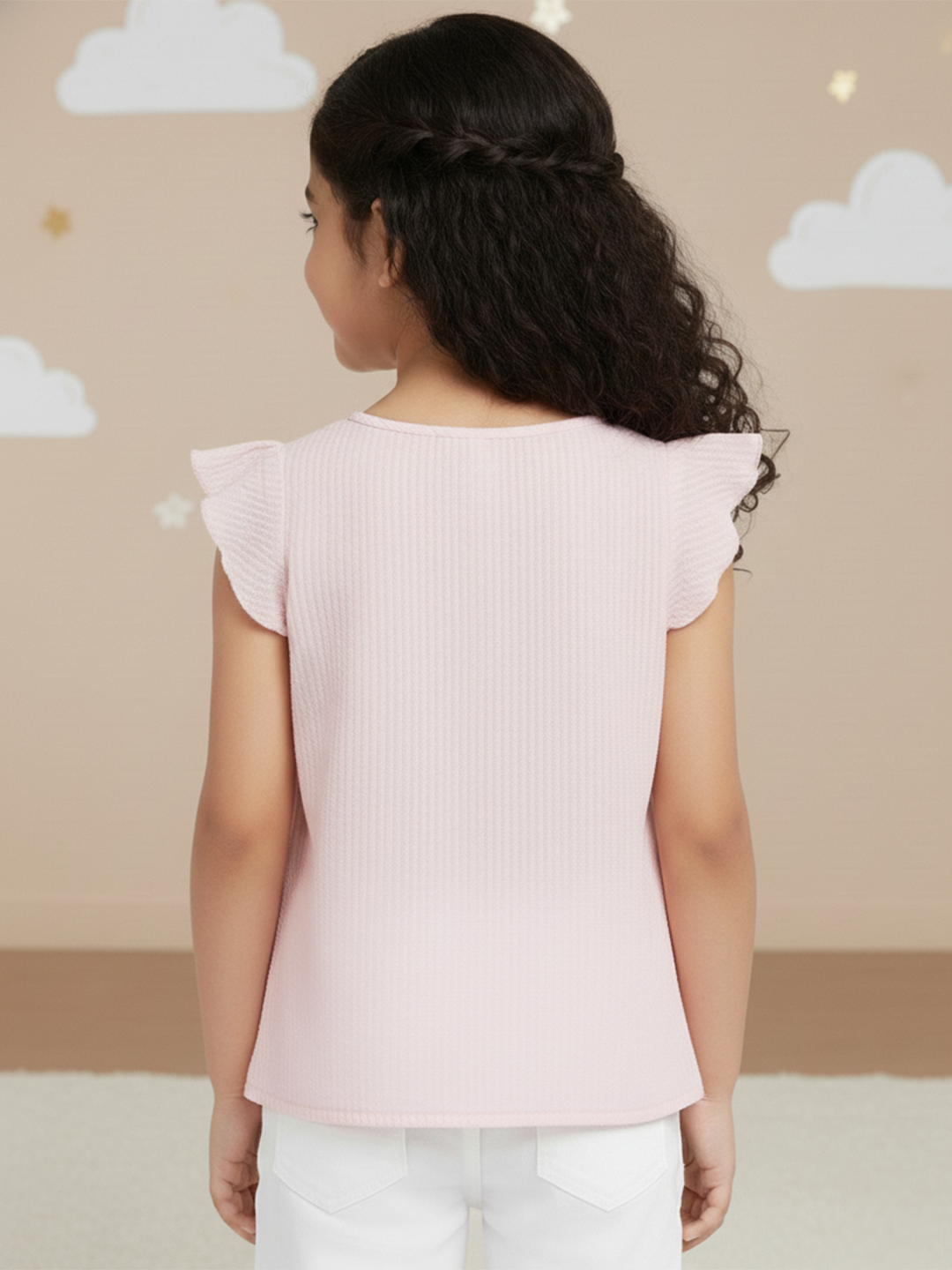 Pastel Hues Cotton Seersucker Top (Pink)