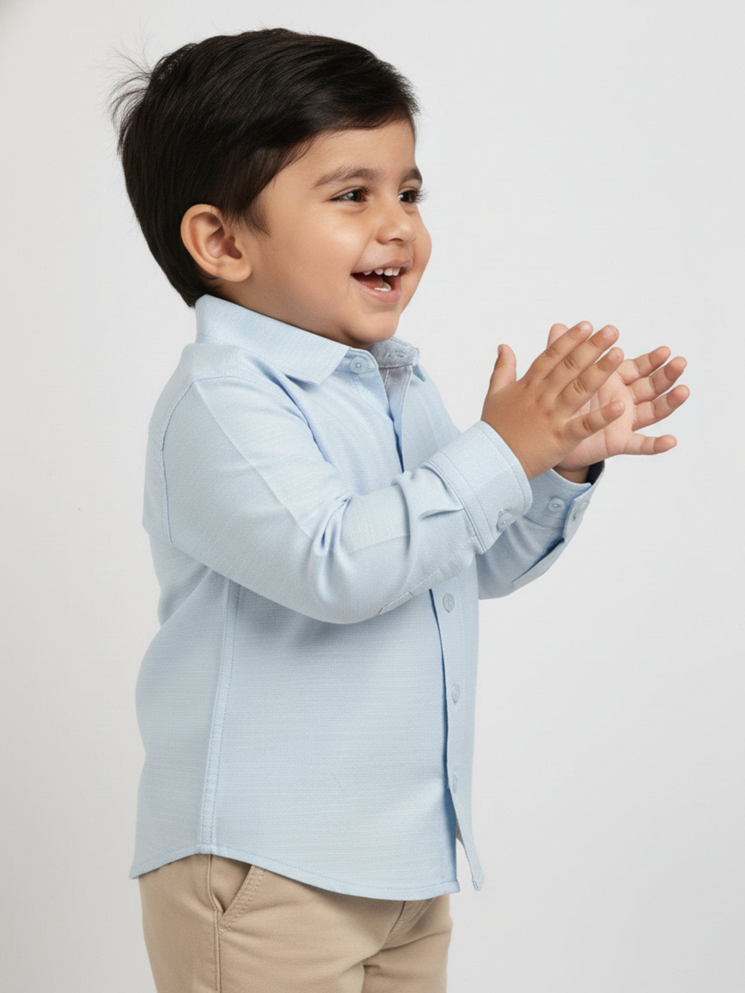 No Fuss Toddler Zip Shirt in Blue | Formal shirt with hidden zipper