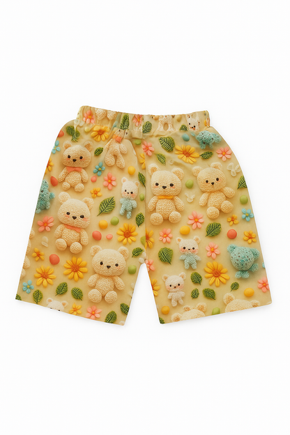 Cartoon Print Cotton Tee and Shorts Combo