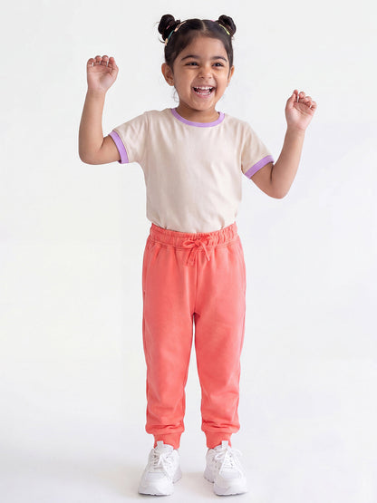 Pink Pop Cotton Joggers for Girls