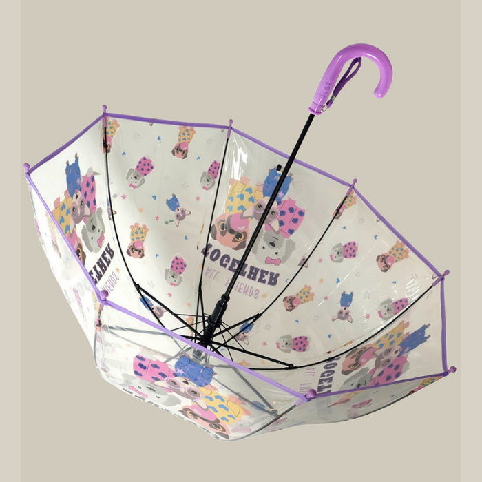 Puppy Family theme Dome style Transparent Umbrella for Kids, 1-5years