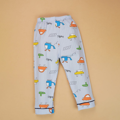 Blue Car & Plane print soft cotton Kids nightsuit