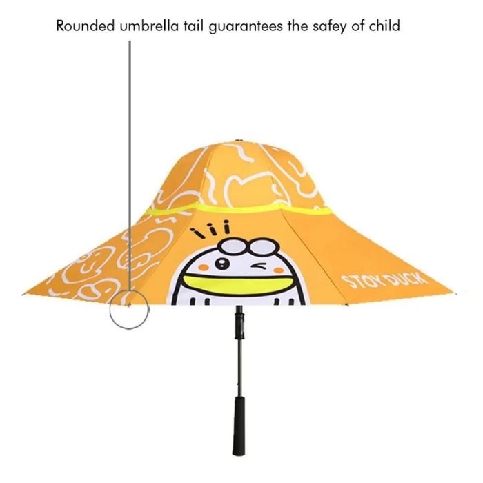 3 Ducklings theme, Unique Mexican Hat Style Kids Umbrella, 5-12 years, Orange