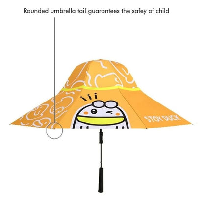 3 Ducklings theme, Unique Mexican Hat Style Kids Umbrella, 5-12 years, Orange
