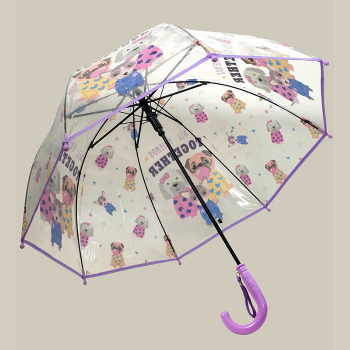 Puppy Family theme Dome style Transparent Umbrella for Kids, 1-5years