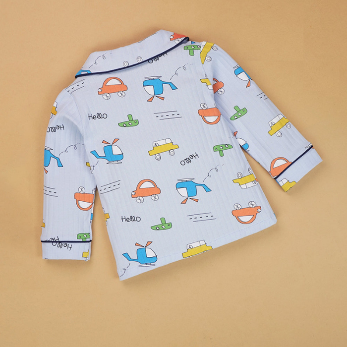 Blue Car & Plane print soft cotton Kids nightsuit